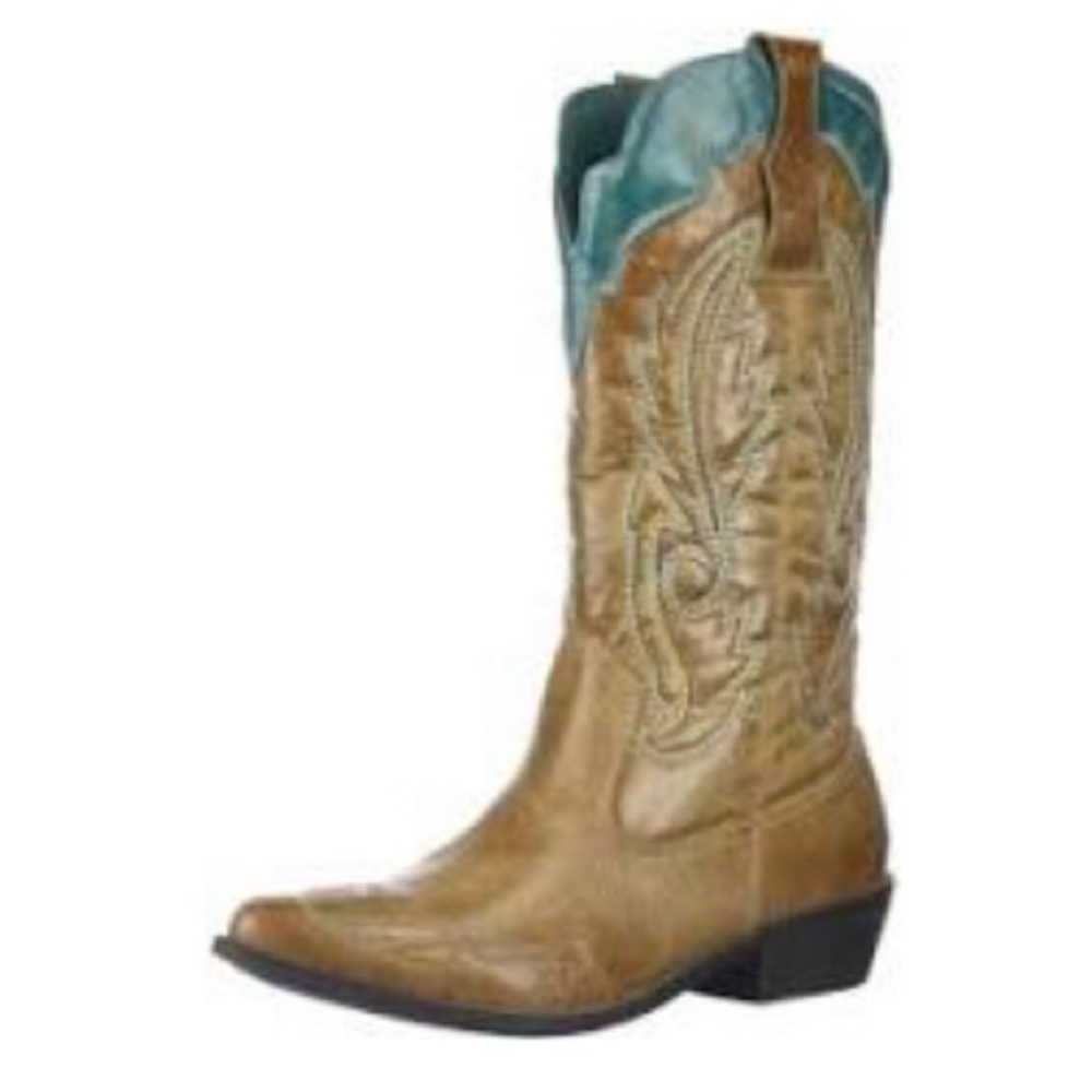 Coconuts by Matisse Tan Heeled Boots with Western Flair
